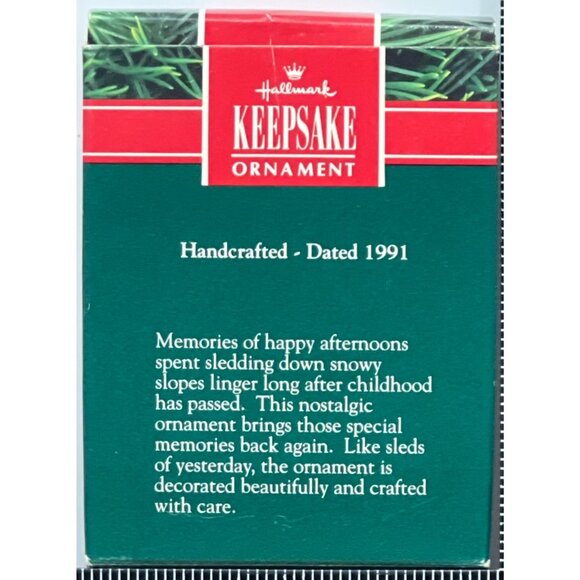 1991 HALLMARK KEEPSAKE ORNAMENT QX431-7 OLD-FASHIONED SLED - Picture 2 of 7